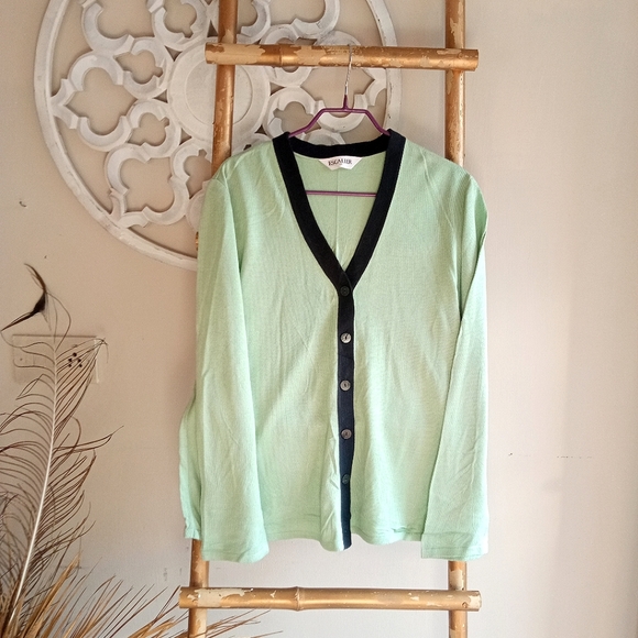 Mint and Navy Escalier Cardigan - Picture 8 of 17
